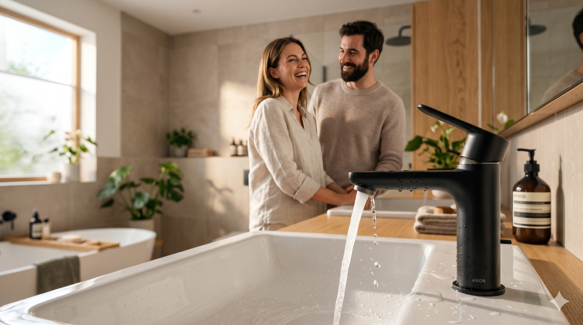 Modernes Badezimmer mit zufriedenen Kunden